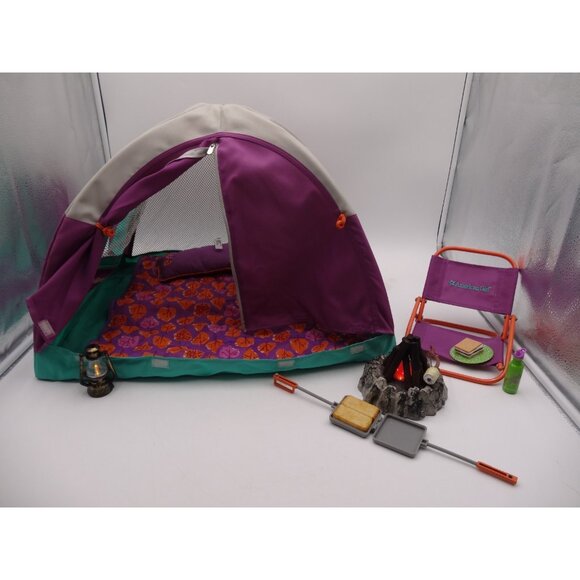 American Girl Truly Me 18" Doll Adventure Tent Retired Tent Fire Pit Lantern Ch - Picture 1 of 16